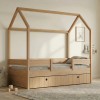 Casakids Kiddy Natural Παιδικό Κρεβάτι Montessori 3 σε 1 με Αφαιρούμενη Σκεπή 110cm
